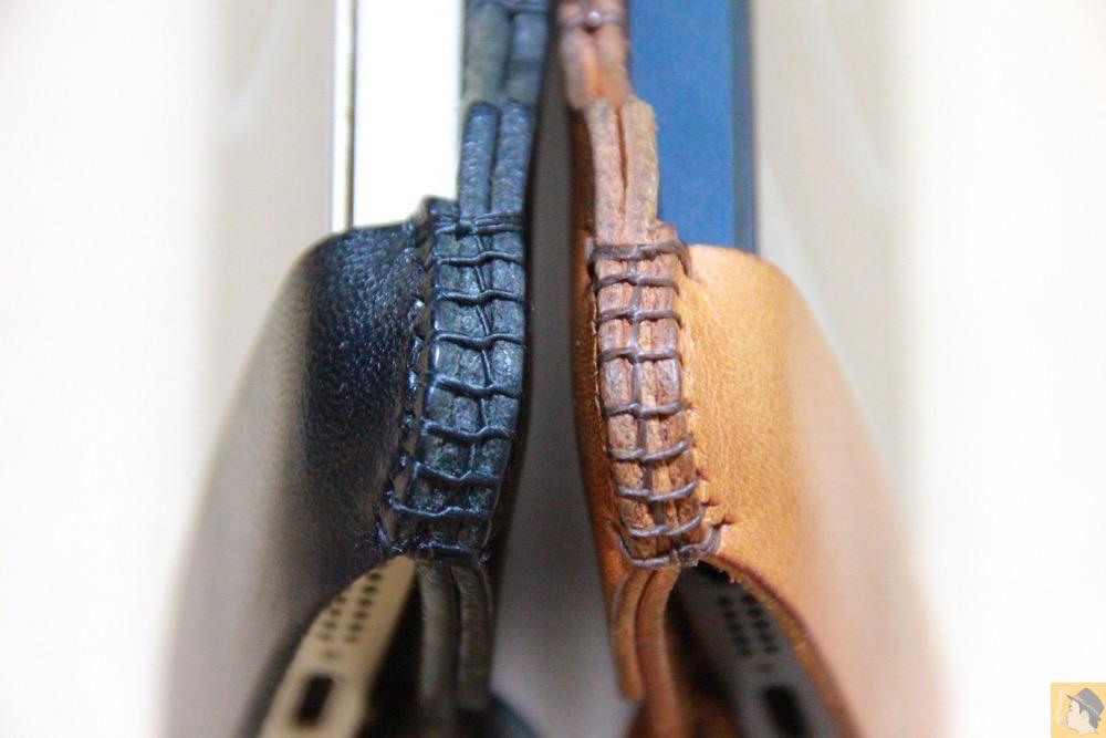 革の厚さ - 厚さ2ミリの栃木レザーが背面に2枚ついたabicase（アビケース）、ホールド感抜群 / iPhone 5/5s [レビュー 15/40]